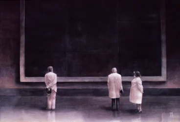展覧会の人々、1990（紙にアクリル）